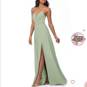 Dusty Sage Bridesmaid Dress: Azazie Everleigh